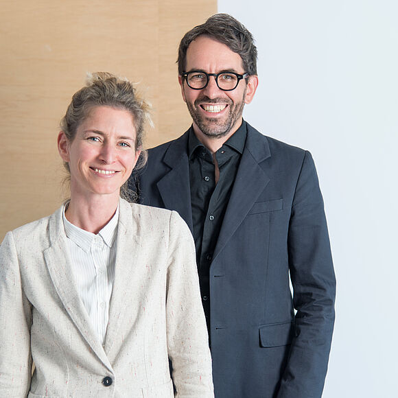 Nahaufnahme von Claudia Meier und Markus Bachmann, Inhaber des Architektenbüros M B A A